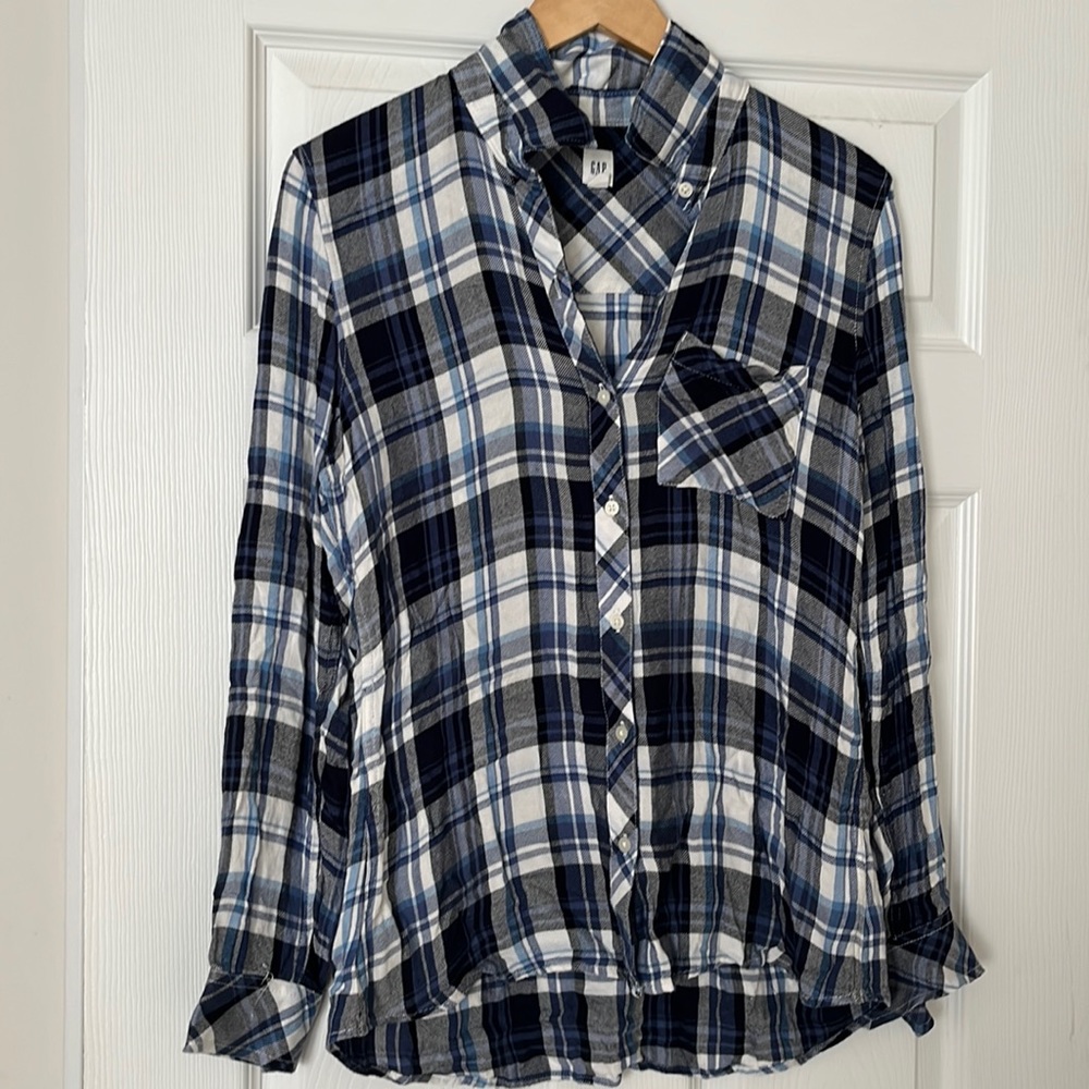 Gap Blue and White Flannel